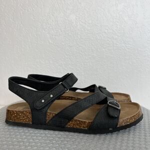 B True Baretraps Sandals Womens 9.5 Black Strappy Comfort Shoes Casual Hook Loop